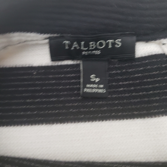 TALBOTS CREAM & BLACK STRIP 3/4 SLEEVE TOP - Picture 5 of 5